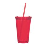 16 Oz. Newport Acrylic Tumbler With Straw - Translucent Red