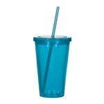 16 Oz. Newport Acrylic Tumbler With Straw - Translucent Teal