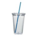 16 Oz. Newport Acrylic Tumbler With Straw - White with Forest Green