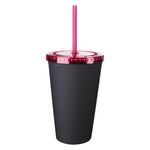 16 Oz. Newport Tumbler with Straw - Black/Red