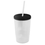 16 oz. Sentinel Acrylic Tumbler with Lid and Straw - White