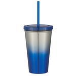 16 Oz. Stainless Steel Double Wall Chroma Tumbler With Straw -  