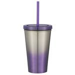 16 Oz. Stainless Steel Double Wall Chroma Tumbler With Straw -  