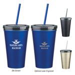 Buy 16 oz. Stainless Steel Double Wall Tumbler With Straw