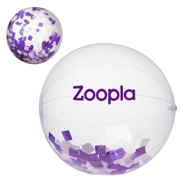 Main Product Image for 16" Purple and White Confetti Filled Clear Beach Ball