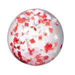 16" Red and Silver Confetti Filled Round Clear Beach Ball -  