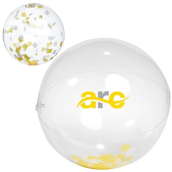 Main Product Image for 16" Yellow and White Confetti Filled Round Clear Beach Ball