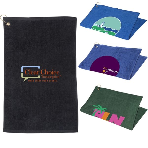 Main Product Image for Imprinted 16x25 Hemmed Golf Towel & Grommet & Hook