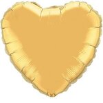 18" Heart 3-Color Spot Print Microfoil Balloons - Metallic Gold