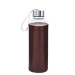 18 OZ. Aqua Pure Glass Bottle With Leatherette Sleeve - Brown
