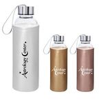 18 OZ. Aqua Pure Glass Bottle With Metallic Sleeve -  