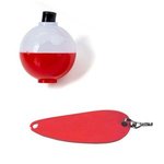 2 1/4" Small Spoon Lure and 1 1/2" Bobber in Tube - Red-white