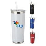 20 oz. Stainless Steel Tumbler with Straw -  