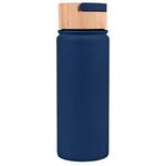 20 oz. Vacuum-Sealed Stainless Water Bottle with Bamboo Lid - Navy Blue