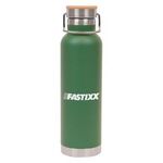 22 oz Double Wall Stainless Steel Bottle w/Bamboo Lid - Green
