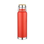 22 Oz. Double Wall Vacuum Bottle with Bamboo Lid - Full Color - Red