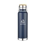 22 Oz. Double Wall Vacuum Bottle with Bamboo Lid - Navy Blue
