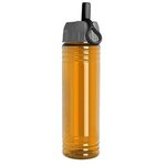 24 Oz Slim Fit Water Bottle With Ring Straw Lid - Transparent Orange