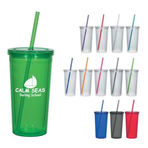 Main Product Image for Imprinted 24 Oz Newport Acrylic Tumbler With Straw