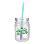 24 oz. Plastic Mason Jar with Mood Straw, Full Color Digital -  