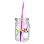 24 oz. Plastic Mason Jar with Mood Straw, Full Color Digital -  