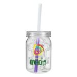 24 oz. Plastic Mason Jar with Mood Straw, Full Color Digital -  