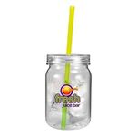 24 oz. Plastic Mason Jar with Mood Straw, Full Color Digital -  