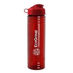 24 oz. Slim Fit UpCycle rPET Bottle with Flip Lid - Transparent Red