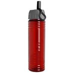 24 oz. Slim Fit UpCycle RPET Bottles with Ring Straw Lid - Transparent Red