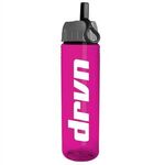 24 oz. Slim Fit Water Bottle with Ring Straw Lid - Transparent Fuchsia