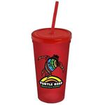 24 oz. Stadium Cup with Straw and Lid - Digital - Translucent Red