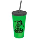 24 Oz. Stadium Cup With Straw And Lid - Lime