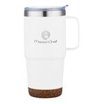 24 oz. Travel Mug with Cork Base and Handle - White