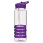 24 Oz. Tritan (TM) Banded Gripper Bottle With Straw - Clear with Purple