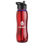 25 oz. Bottle with Collar - Flip Straw - Transparent Red