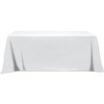3 Sided Poly/Cotton Twill Table Cover-Screen Printed 8ft - White