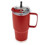 30 Oz. Lisbon Stainless Steel Tumbler With Straw - Red