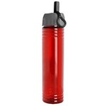 32 oz. Adventure Water Bottle with Ring Straw lid - Transparent Red