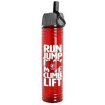 32 oz. Adventure Water Bottle with Ring Straw lid - Transparent Red