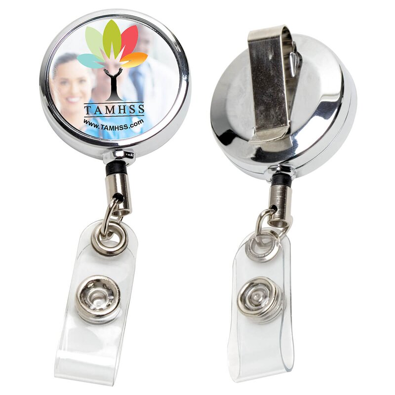 Main Product Image for 30" Solid Metal Retractable Badge | Dublin Chrome