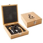 4 Piece Bamboo Wine Tool Set -  