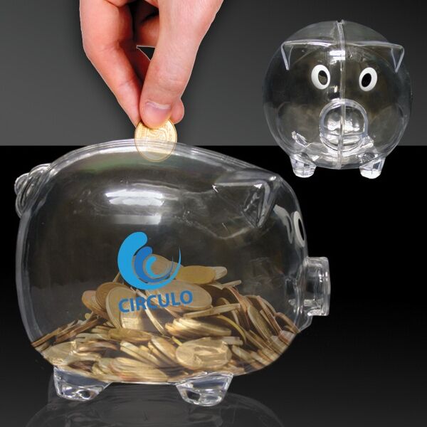 Main Product Image for Custom Printed Plastic Piggy Bank 4" 