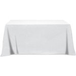 4 Sided Poly/Cotton Twill Flat Table Cover-Screen Printed 6ft - White
