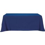 4 Sided Poly/Cotton Twill Flat Table Cover-Screen Printed - Navy Blue