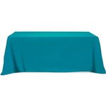4 Sided Poly/Cotton Twill Flat Table Cover-Screen Printed - Teal