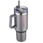 40 oz Double Wall Tumbler with Handle and Straw - Gray