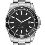 42.5MM STEEL SILVER CASE, 3 HAND MVMT, BLACK DIAL,... - Silver