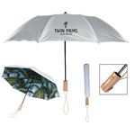 46" ARC PALM BAY FOLDING UMBRELLA - White With Green