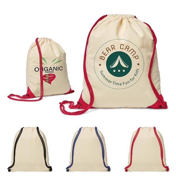 Main Product Image for Promotional 5 Oz Cotton Ridge Accent Corner Drawstring Backpack