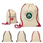 Buy Promotional 5 Oz Cotton Ridge Accent Corner Drawstring Backpack